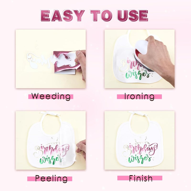 Tintnut Metallic Heat Transfer Vinyl Roll Lavender Chrome HTV - 12"x 6 ft Foil Holographic Iron On Vinyl for DIY T-Shirts Handbags Hats Crafts - Image 4